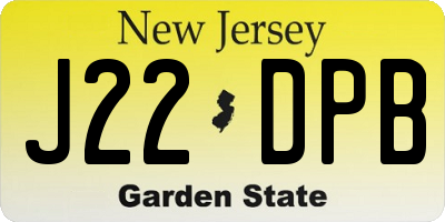 NJ license plate J22DPB