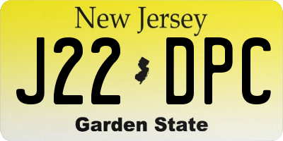 NJ license plate J22DPC