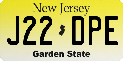 NJ license plate J22DPE