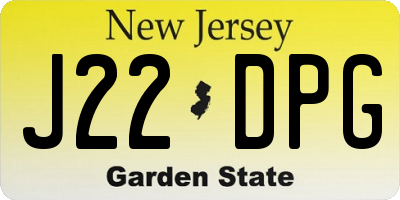 NJ license plate J22DPG