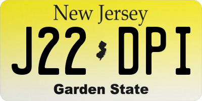 NJ license plate J22DPI