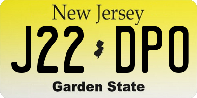 NJ license plate J22DPO