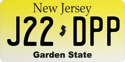 NJ license plate J22DPP