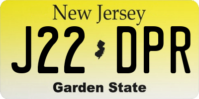 NJ license plate J22DPR