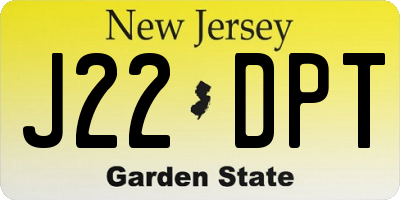 NJ license plate J22DPT