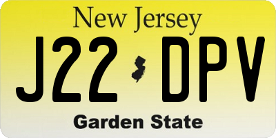 NJ license plate J22DPV