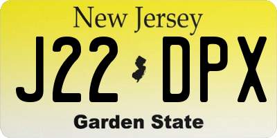 NJ license plate J22DPX