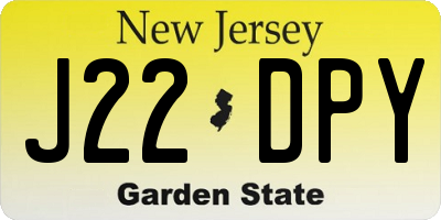 NJ license plate J22DPY