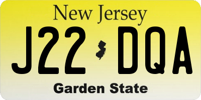 NJ license plate J22DQA