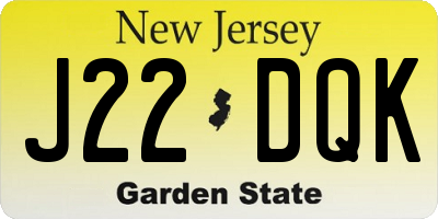 NJ license plate J22DQK