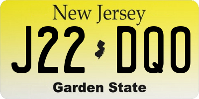 NJ license plate J22DQO