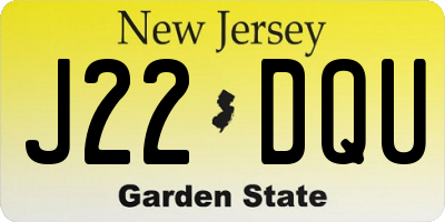 NJ license plate J22DQU