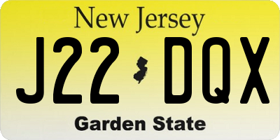 NJ license plate J22DQX