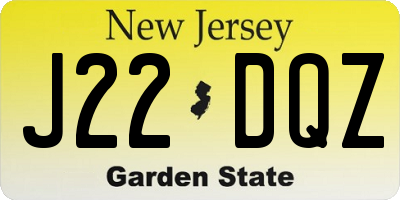 NJ license plate J22DQZ