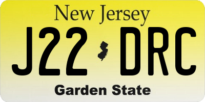 NJ license plate J22DRC