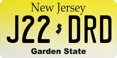 NJ license plate J22DRD