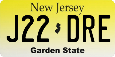 NJ license plate J22DRE