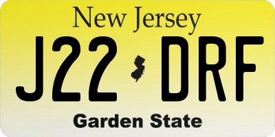 NJ license plate J22DRF