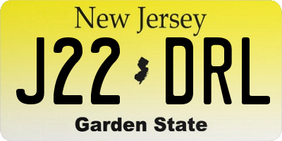 NJ license plate J22DRL