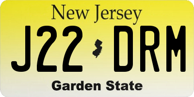 NJ license plate J22DRM