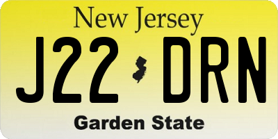 NJ license plate J22DRN