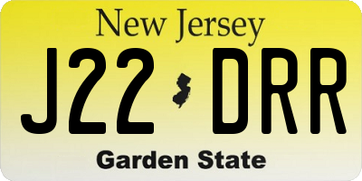 NJ license plate J22DRR