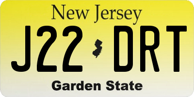 NJ license plate J22DRT