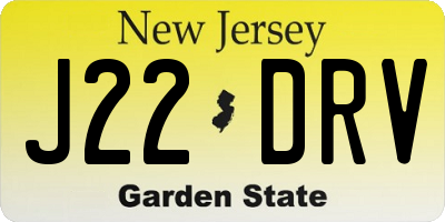 NJ license plate J22DRV