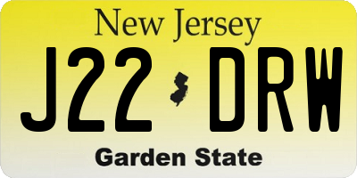 NJ license plate J22DRW