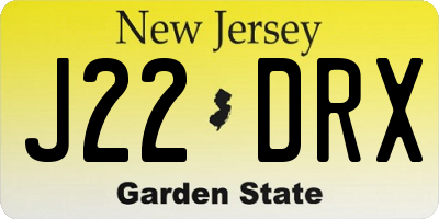 NJ license plate J22DRX