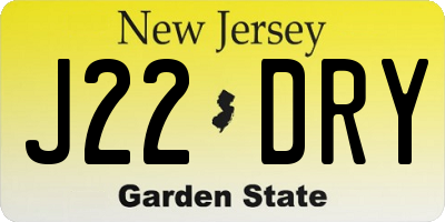 NJ license plate J22DRY