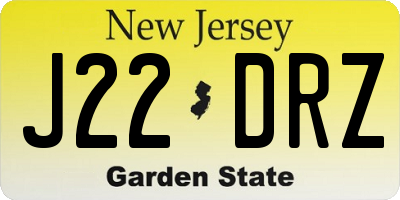 NJ license plate J22DRZ