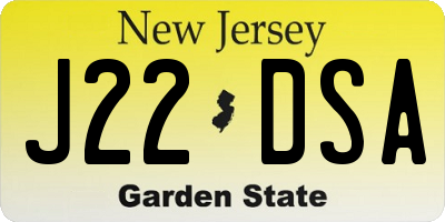 NJ license plate J22DSA