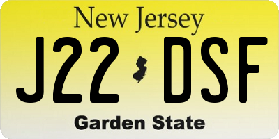 NJ license plate J22DSF