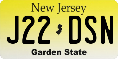 NJ license plate J22DSN