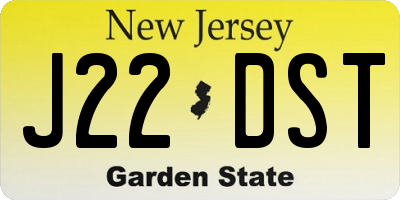 NJ license plate J22DST