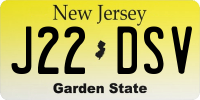 NJ license plate J22DSV