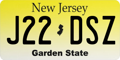 NJ license plate J22DSZ