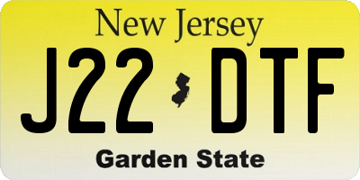 NJ license plate J22DTF
