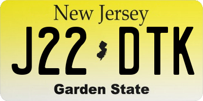 NJ license plate J22DTK