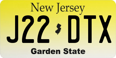NJ license plate J22DTX