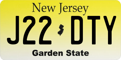 NJ license plate J22DTY