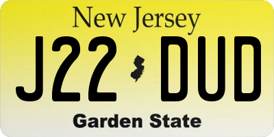 NJ license plate J22DUD