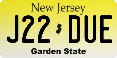 NJ license plate J22DUE