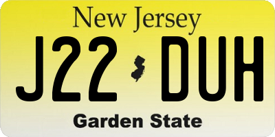 NJ license plate J22DUH