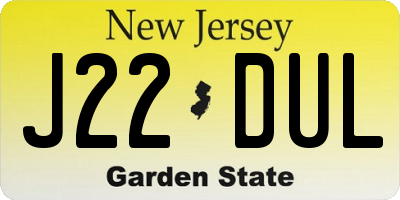 NJ license plate J22DUL