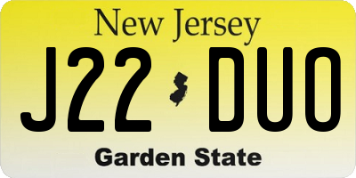 NJ license plate J22DUO