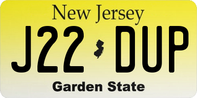 NJ license plate J22DUP