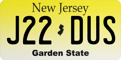 NJ license plate J22DUS