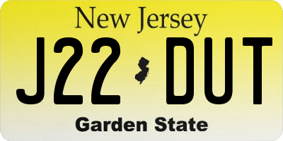NJ license plate J22DUT